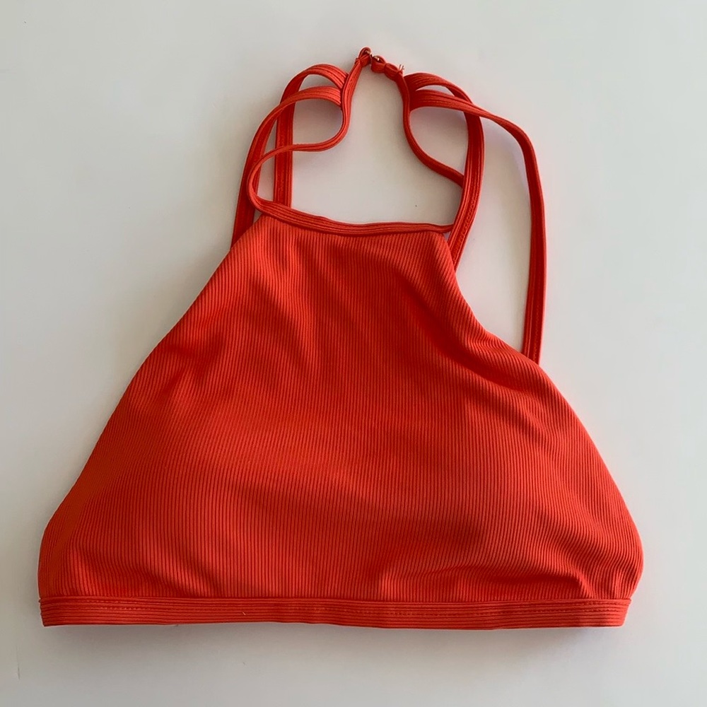LA Hearts High Neck Orange Bikini Top Size Small